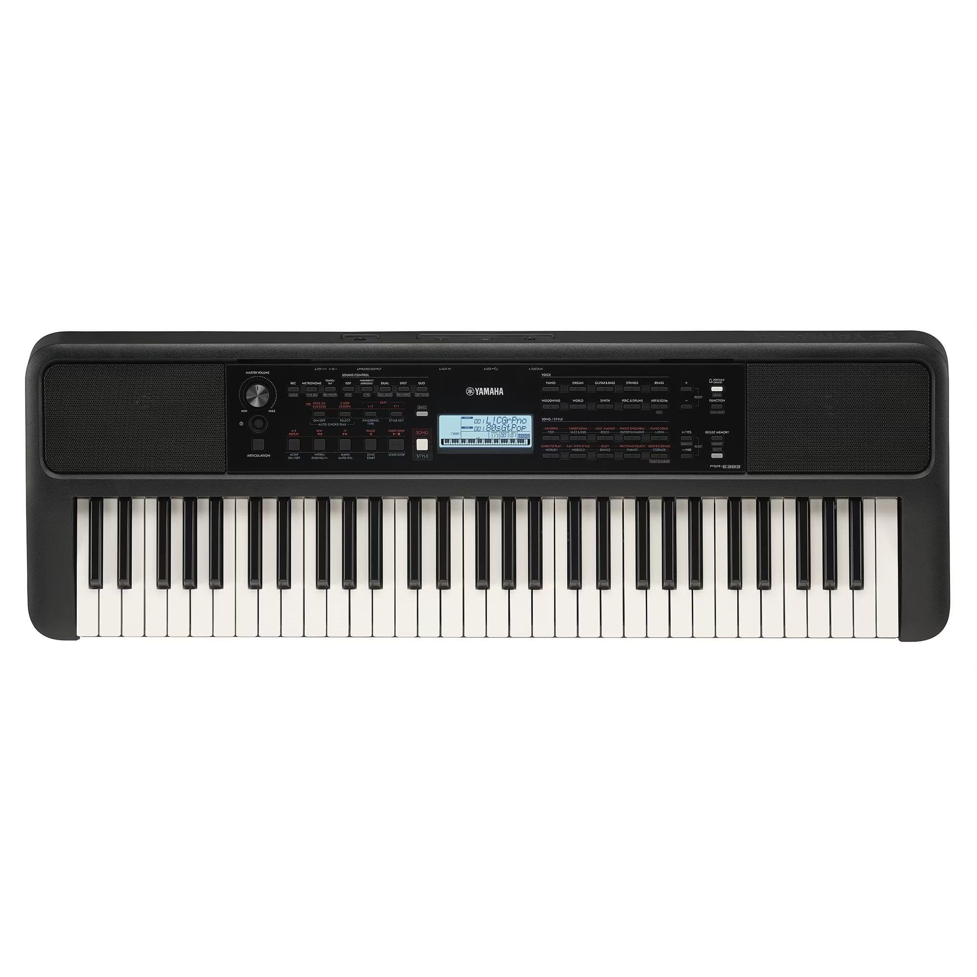 Yamaha E383 Portable Keyboard with 61 keys and 12v adapter